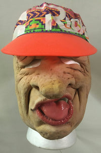 Franco Bar Exam Creepy Big Nose Tongue Out Old Man Half Mask with Attached Hat