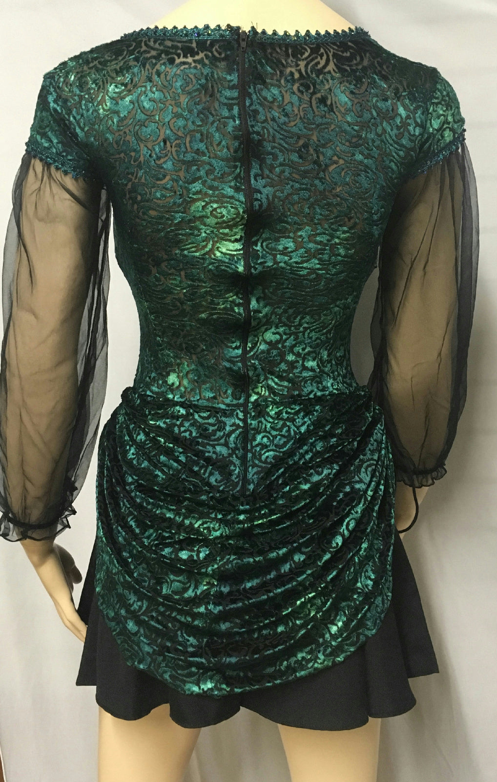 Women's Blue Green Velvet Burnout Treasure Pirate Costume Dress S/M 4-8