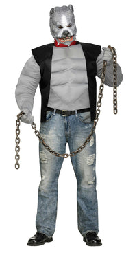 Fun World Men's Pit Bull Biker Dog Plus Size Costume & Mask up to 300 lbs