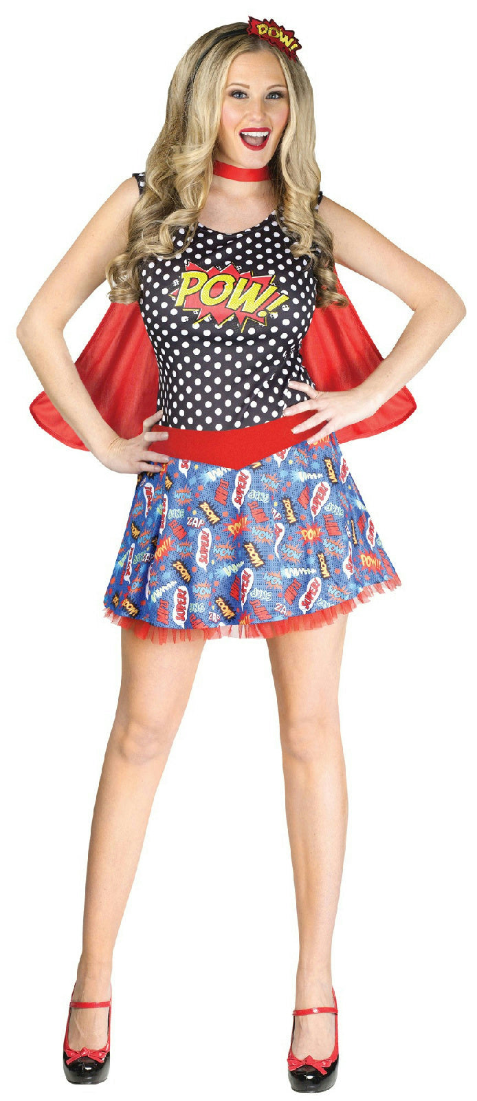 Fun World Women's Comic Book Cutie Superhero Pow Adult Costume Sz M/L 10-14