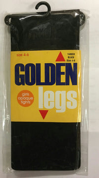 Golden Legs Little Girls Black Opaque Child Tights Pantyhose Accessory Size 4-6