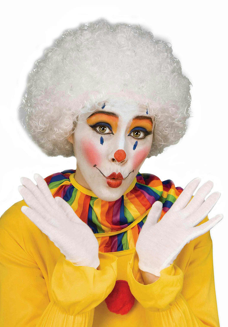 White Clown Curly Afro Costume Wig