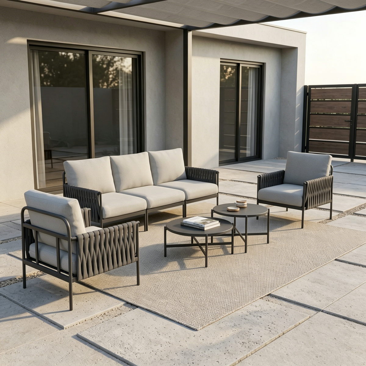 Axis Woven Rope Outdoor Sectional Set, 7-Piece