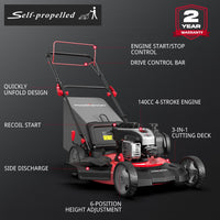 21" 140cc Gas Self-Propelled Lawn Mower with Briggs & Stratton Engine HB8622S