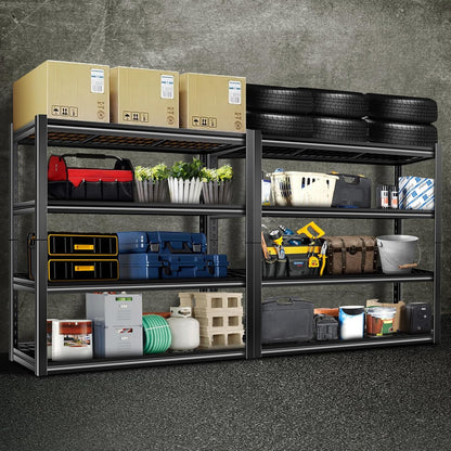 BILT HARD 46" W x 24" D x 72" H Heavy Duty Garage Shelving, 4-Tier Industrial Metal Shelving Units with Adjustable Shelf, Steel Utility Shelves for Warehouse, Garage, Black