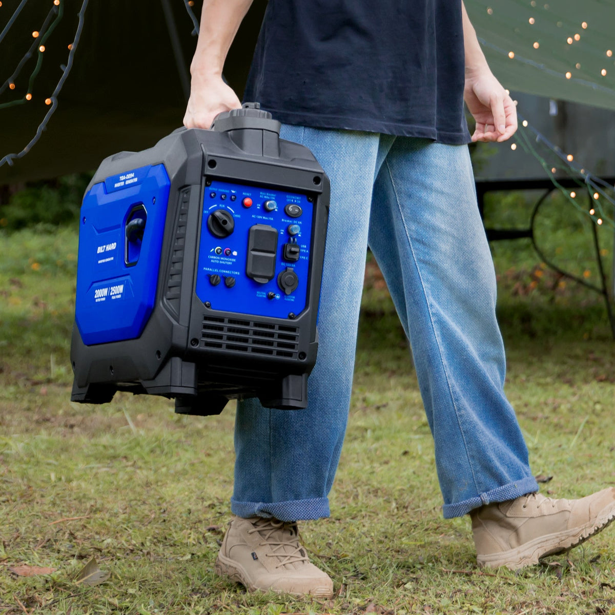 BILT HARD 2500W Portable Inverter Generator – Quiet 80cc 4-Stroke Ducar® Engine, CO Sensor, 120V AC & 12V DC, Compact Backup Power for Camping, RV, Home