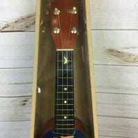 18" Wooden Ukulele Blue Floral Hawaiian Print Tropical Party Accessory