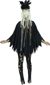 Voodoo Priestess Skeleton Print Poncho Costume Accessory