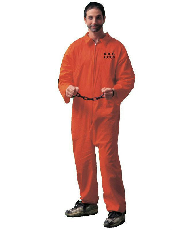 Jailbird Inmate Prisoner Orange Jumpsuit Adult Costume