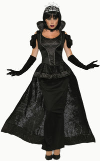 Royal Dark Queen Black Wicked Vampiress Dress Adult Costume