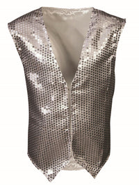Silver Sequin Vest  Child Dazzle Dapper Accessory 1980s Up to Size 10