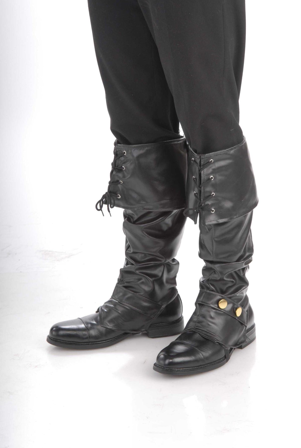 Deluxe Black Adult Pirate Boot Covers with Studs