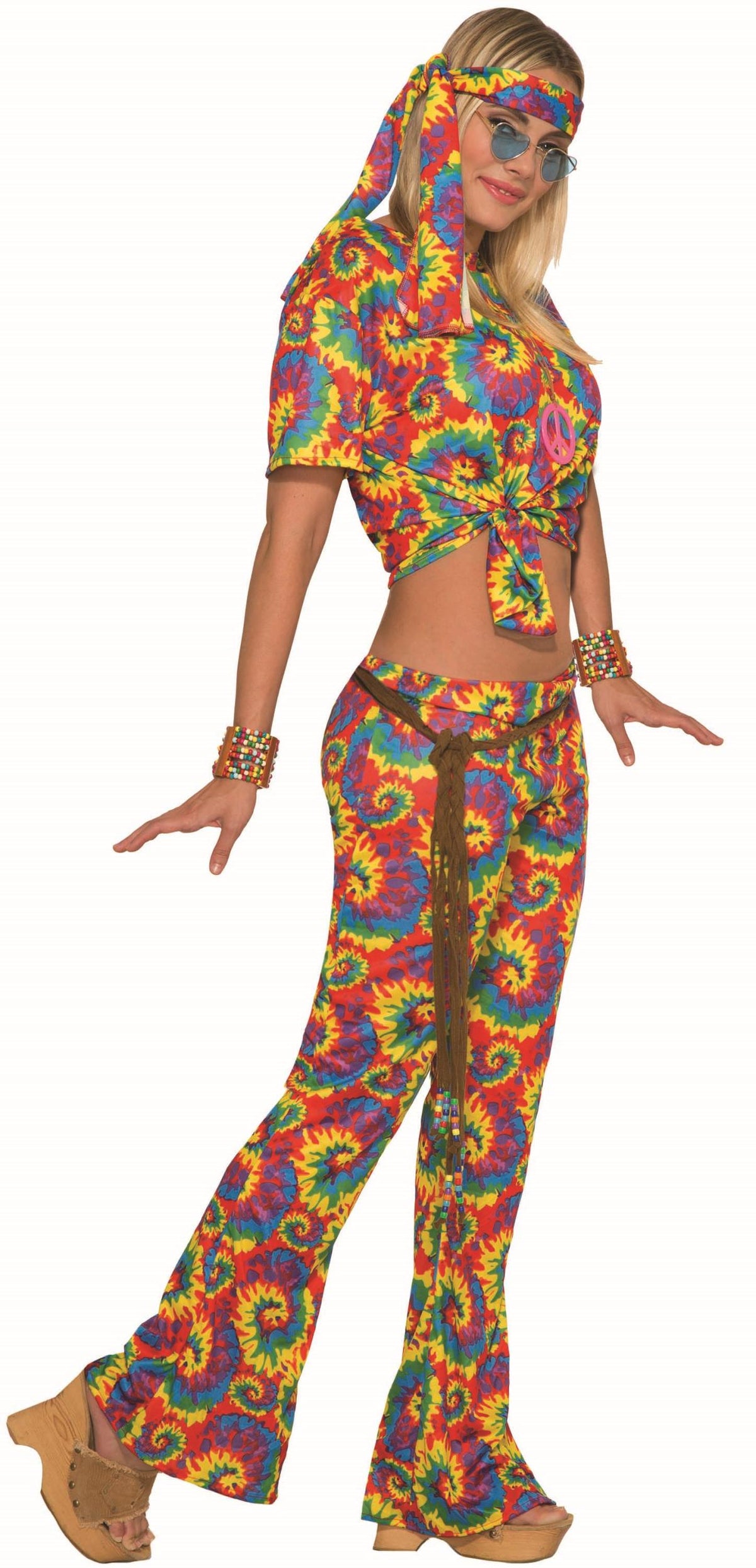 Tie Dye Far Out Hippie Unisex Adult Shirt and Pants Costume