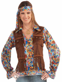 Female Hippie Groovy Shirt, Vest, Headband Set