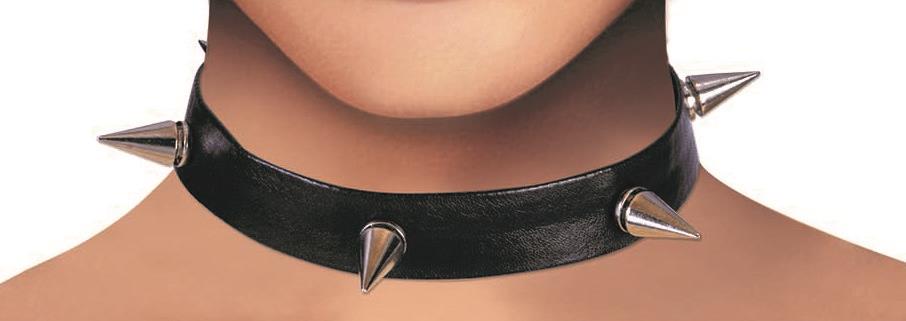 Black Spiked Choker Collar Necklace Costume Accessory