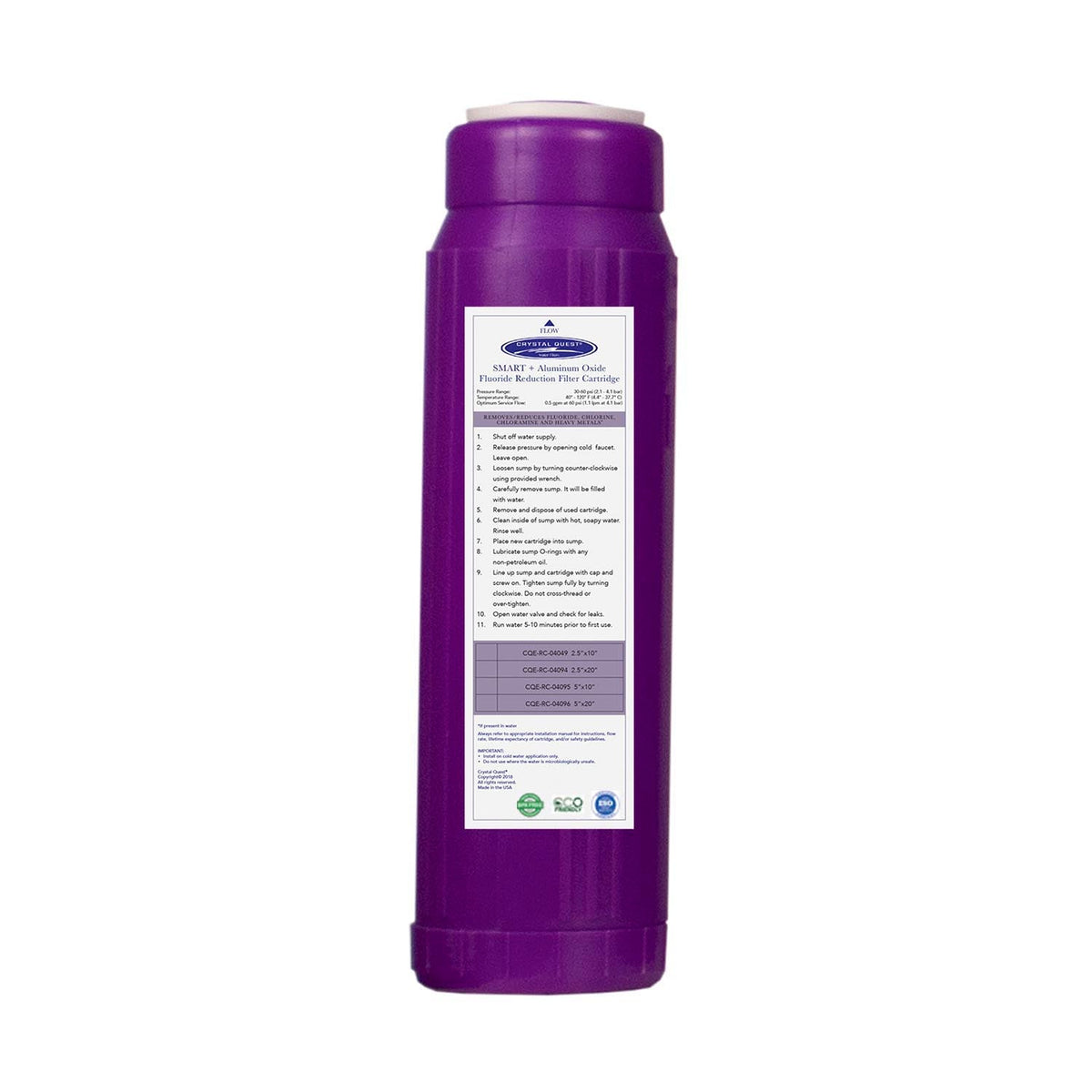 SMART + Aluminum Oxide Fluoride Reduction Filter Cartridge