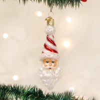 Peppermint Twist Santa Ornament