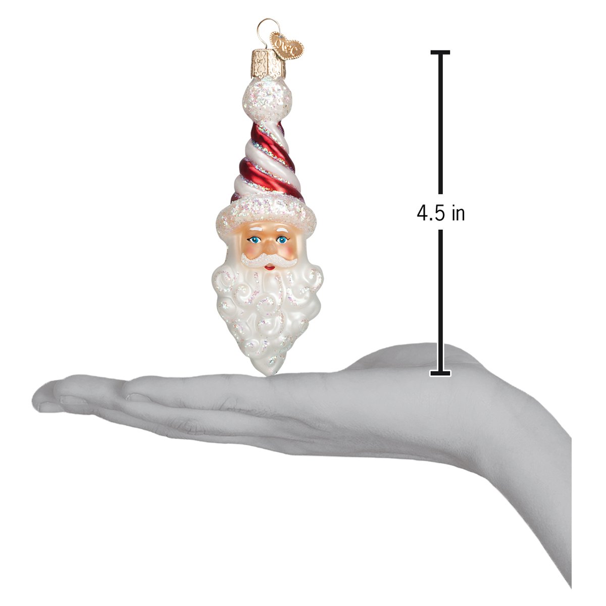 Peppermint Twist Santa Ornament