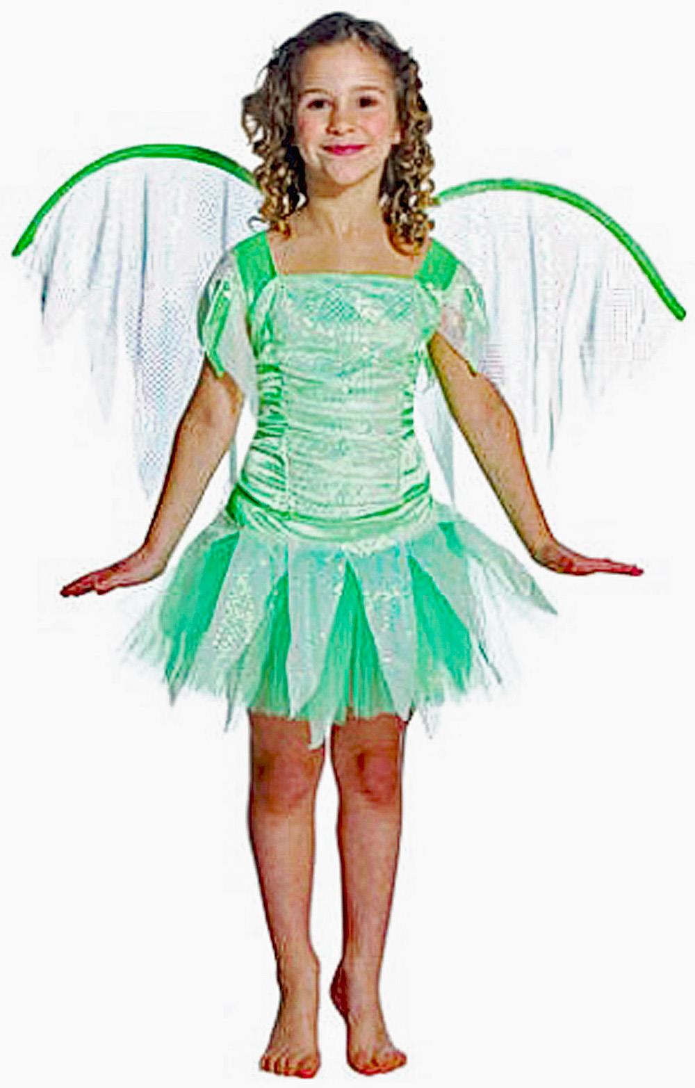 Lime Green Fantasy Fairy Child Costume with Wings 7-10