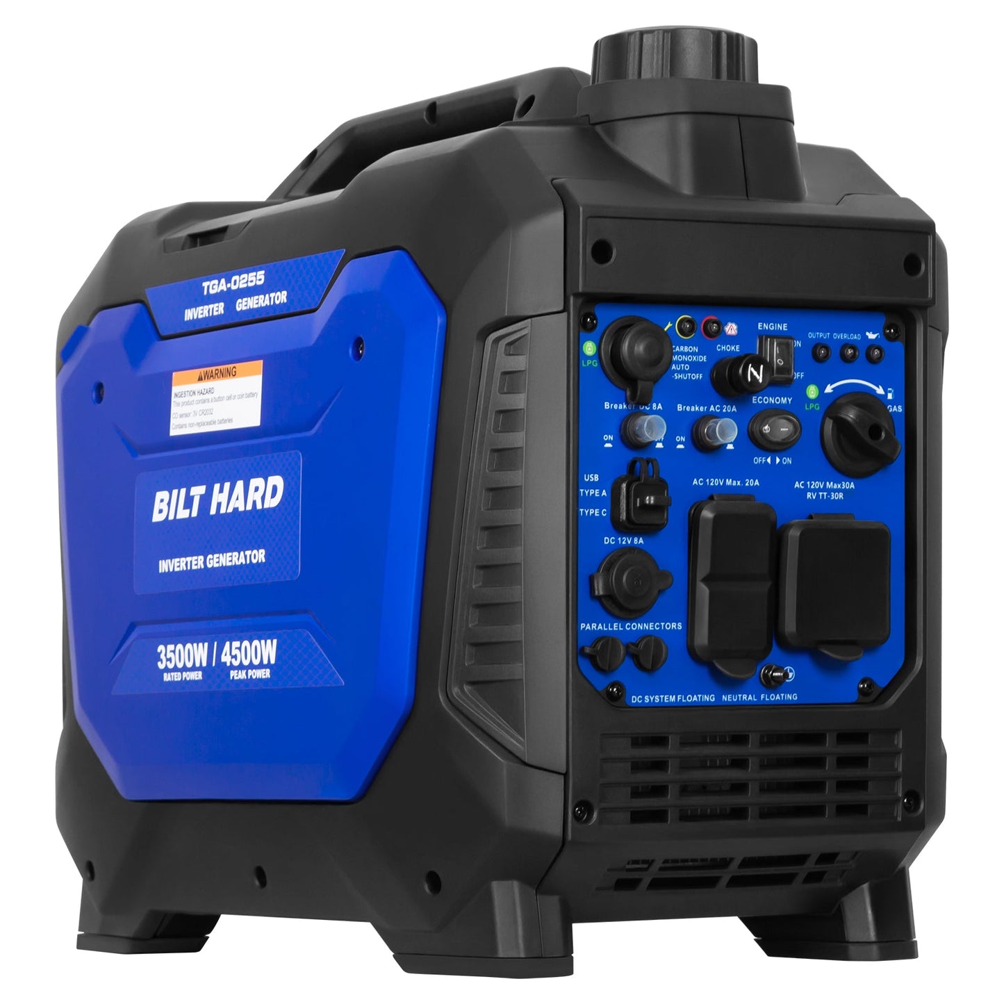 BILT HARD 4500W Dual Fuel Inverter Generator – Gas/Propane, Ducar® Engine, Quiet, CO Sensor, RV Ready, Portable Power for Home & Camping