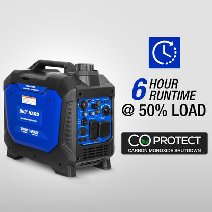 BILT HARD 4500W Dual Fuel Inverter Generator – Gas/Propane, Ducar® Engine, Quiet, CO Sensor, RV Ready, Portable Power for Home & Camping