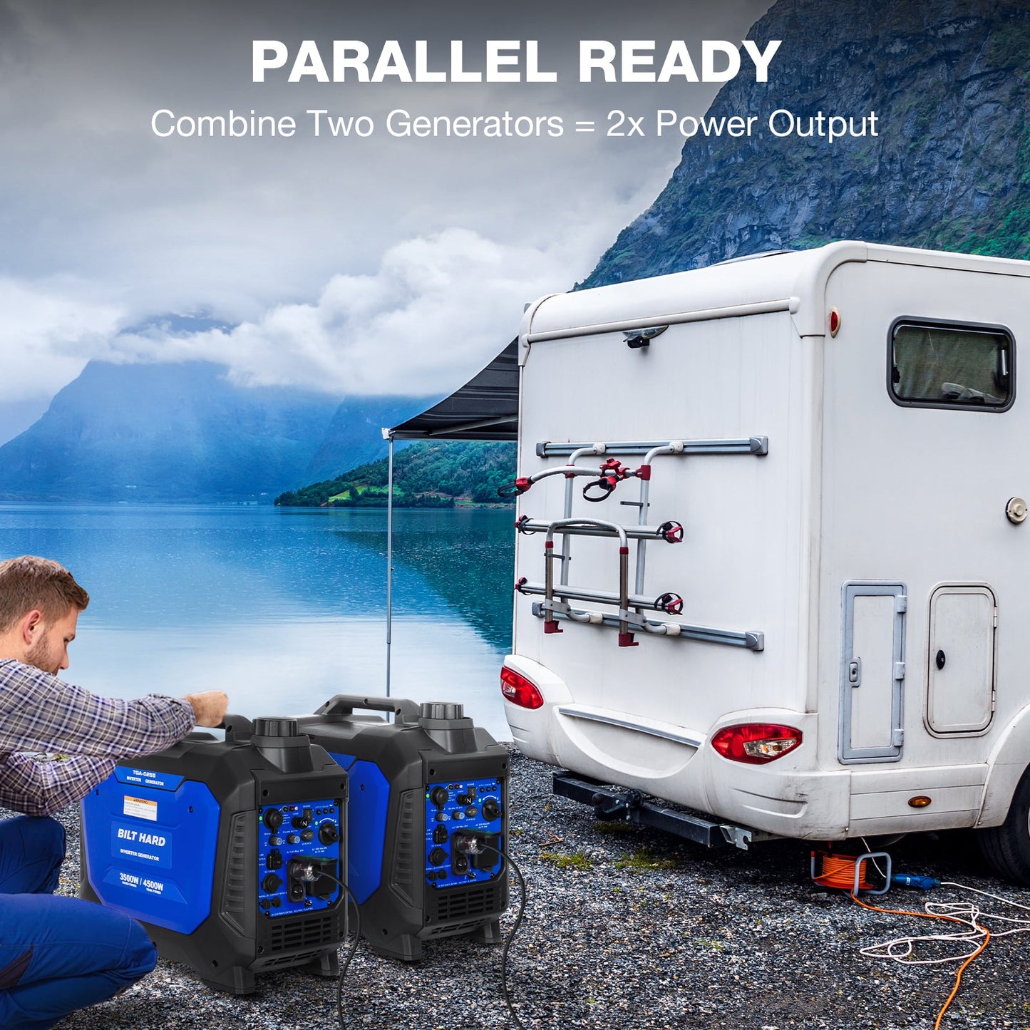 BILT HARD 4500W Dual Fuel Inverter Generator – Gas/Propane, Ducar® Engine, Quiet, CO Sensor, RV Ready, Portable Power for Home & Camping