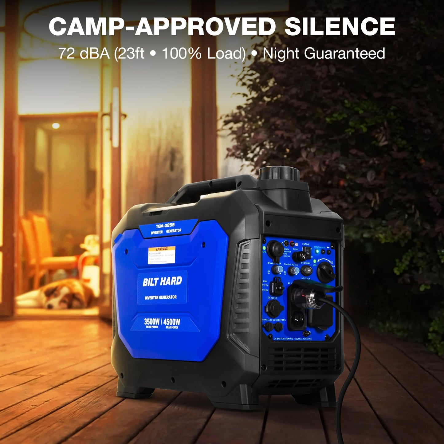 BILT HARD 4500W Dual Fuel Inverter Generator – Gas/Propane, Ducar® Engine, Quiet, CO Sensor, RV Ready, Portable Power for Home & Camping