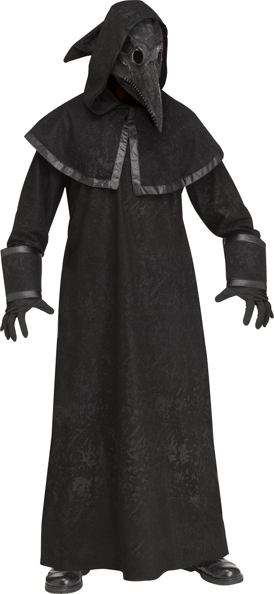 Black Plague Doctor Robe and Mask Adult Costume