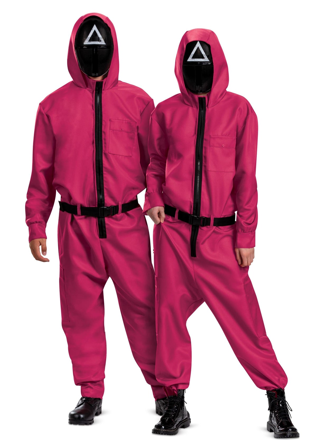 Squid Games Triangle Guard Jumpsuit and Mask Costume Adult Large/X-Large