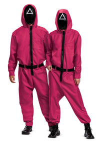 Squid Games Triangle Guard Jumpsuit and Mask Costume Adult Large/X-Large
