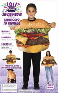 Festive Screen Print Cheese Burger Hamburger Child American Food Costume
