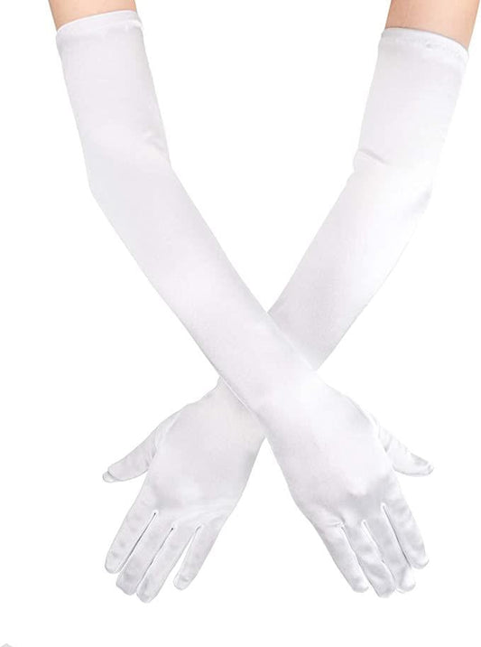 White 20.5" Opera Length 1920's Evening Party Elbow Gloves