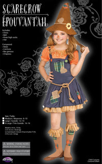 Cute Scarecrow Child Costume Size Medium 8-10
