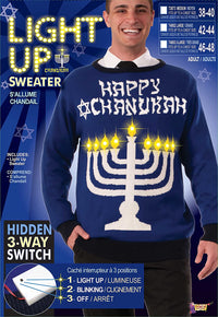 Chanukah Light Up Hanukkah Ugly Christmas Sweater Holiday Festive Medium