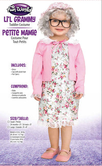Lil Grammy Old Lady 100 Years of School Grandma Toddler Costume Size Large 3T-4T