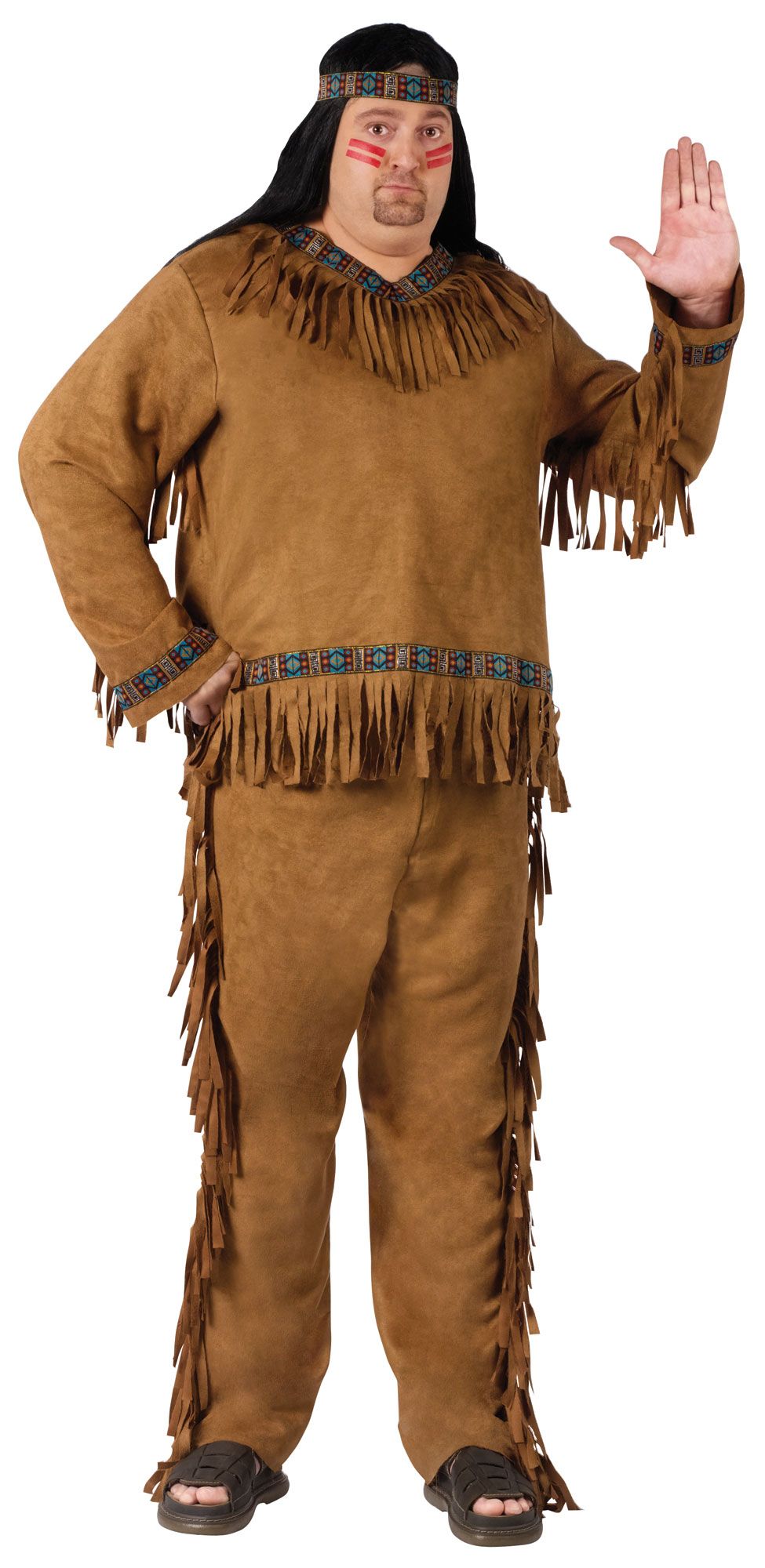 Native American Indian Brown Adult Men's Costume Plus Size