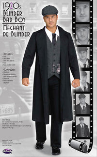 1920's Blinder Bad Boy Black Coat 20's Adult Costume