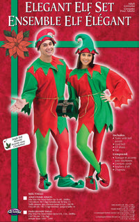 Red and Green Elegant Elf Set Christmas Santa Helper Adult Unisex Costume