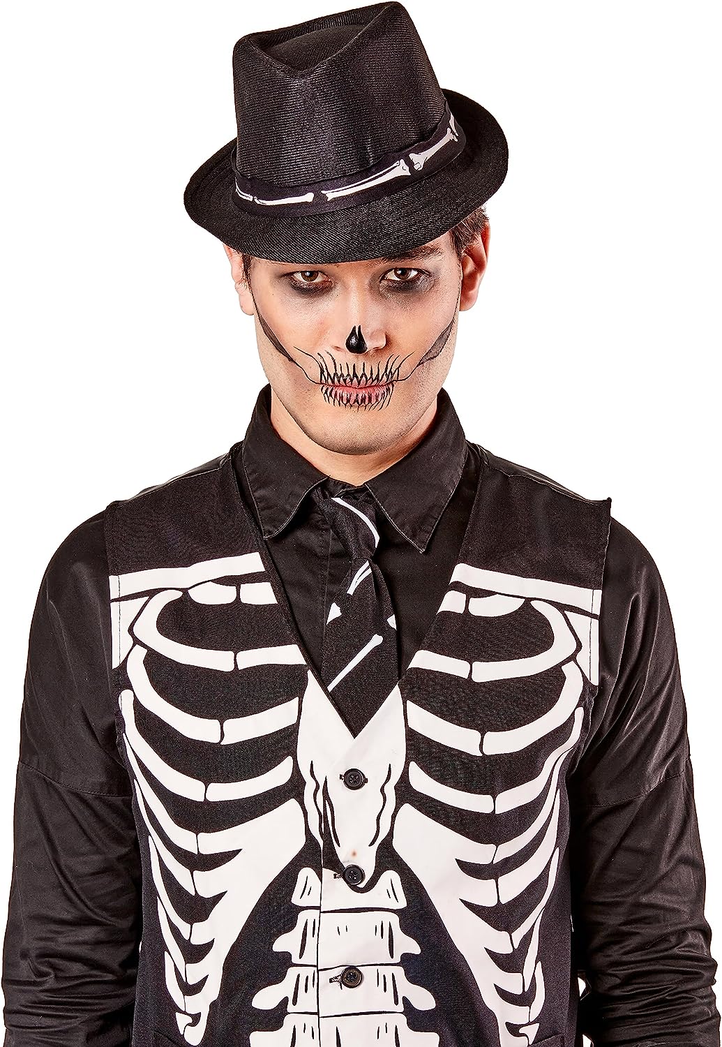 Skeleton Bone Fedora Hat Costume Accessory Adult Size