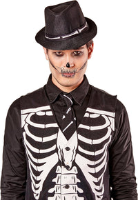 Skeleton Bone Fedora Hat Costume Accessory Adult Size