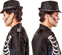 Skeleton Bone Fedora Hat Costume Accessory Adult Size