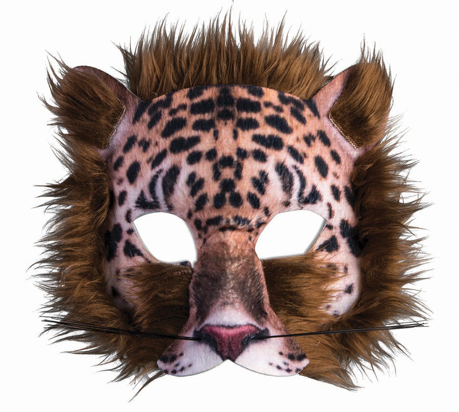 Leopard Mask 3D Screen Print Realistic Look Soft Face Mask Fur Adult Or Child