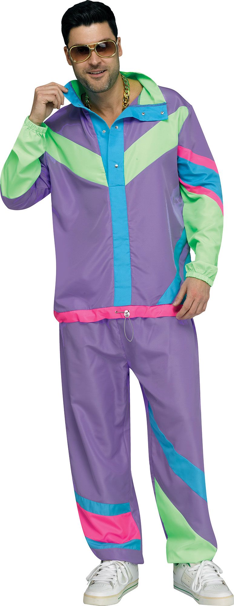 Hip 80's Retro Sweat Track Suit Adult Mens Costume Plus Size