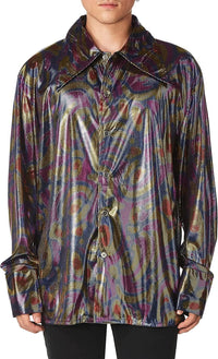 Dyno-mite Dude Disco Fever Purple/Yellow/Blue Shirt 70's Medium
