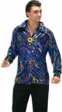 Dyno-mite Dude Disco Fever Purple/Yellow/Blue Shirt 70's Medium