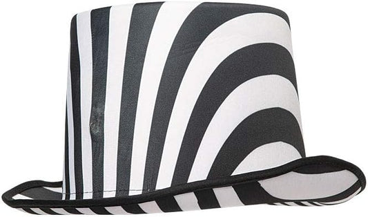 Adult Black and White Stripped Gothic Top Hat Steampunk