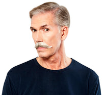 Light Gray 100% Human Hair European Character Elegant Handlebar Mustache 2012