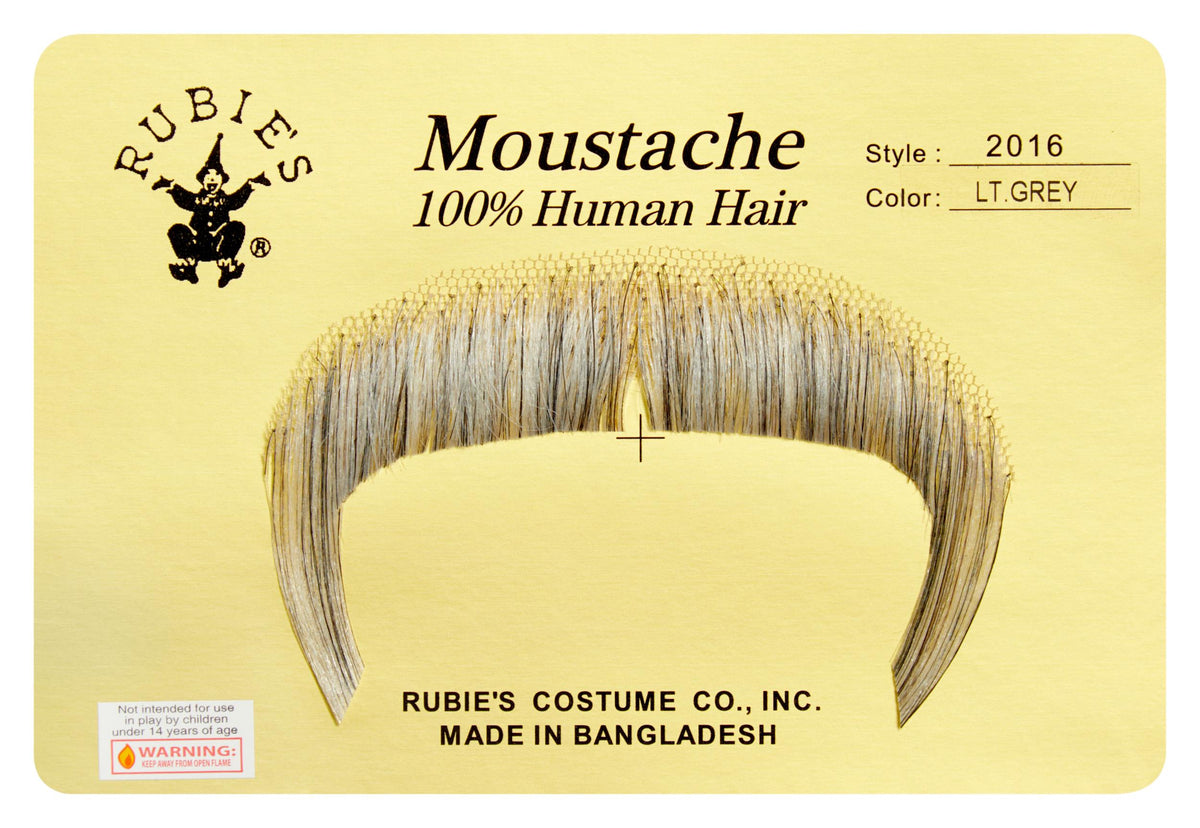 Light Grey 100% Human Hair Zapata Fu Manchu Mustache 2016