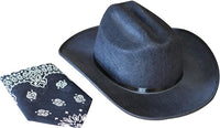 Jr Black Cowboy Hat with Bandana Kids Child Hat