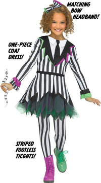 Giddy Ghostie Beetlejuice Horror Dress Child Costume Medium 8-10